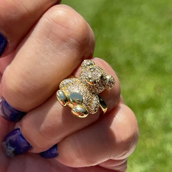 Fashion Bear 14K Gold Plated adjustable Ring - Picture 2 of 12